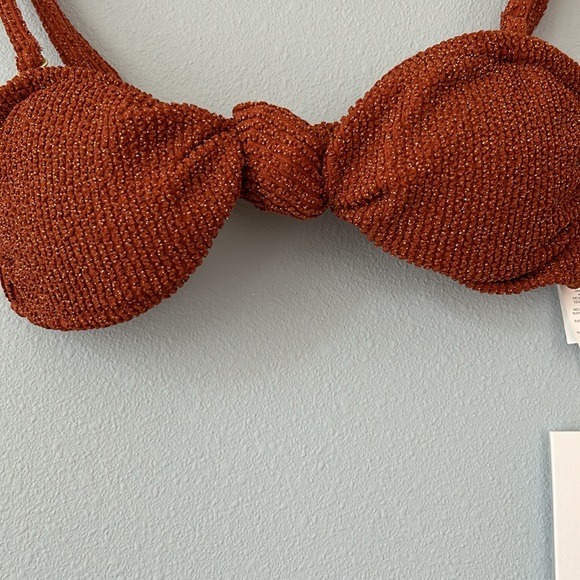 Rhythm. • NWT Wave Break Knotted Bandeau Swim Top Brown Gold Desert Shimmer 6/XS - Picture 4 of 14